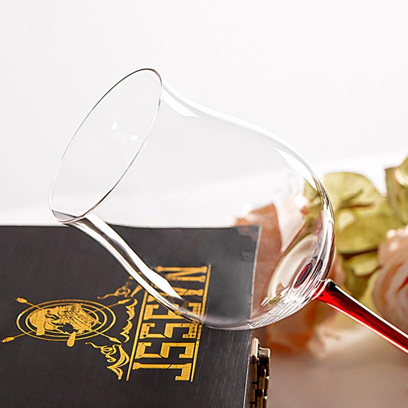 Tulip Black Tie Goblet Modern Light Luxury High Appearance Level Wine Cups Home Burgundy Pot Belly Glass Restaurant Wine Glass