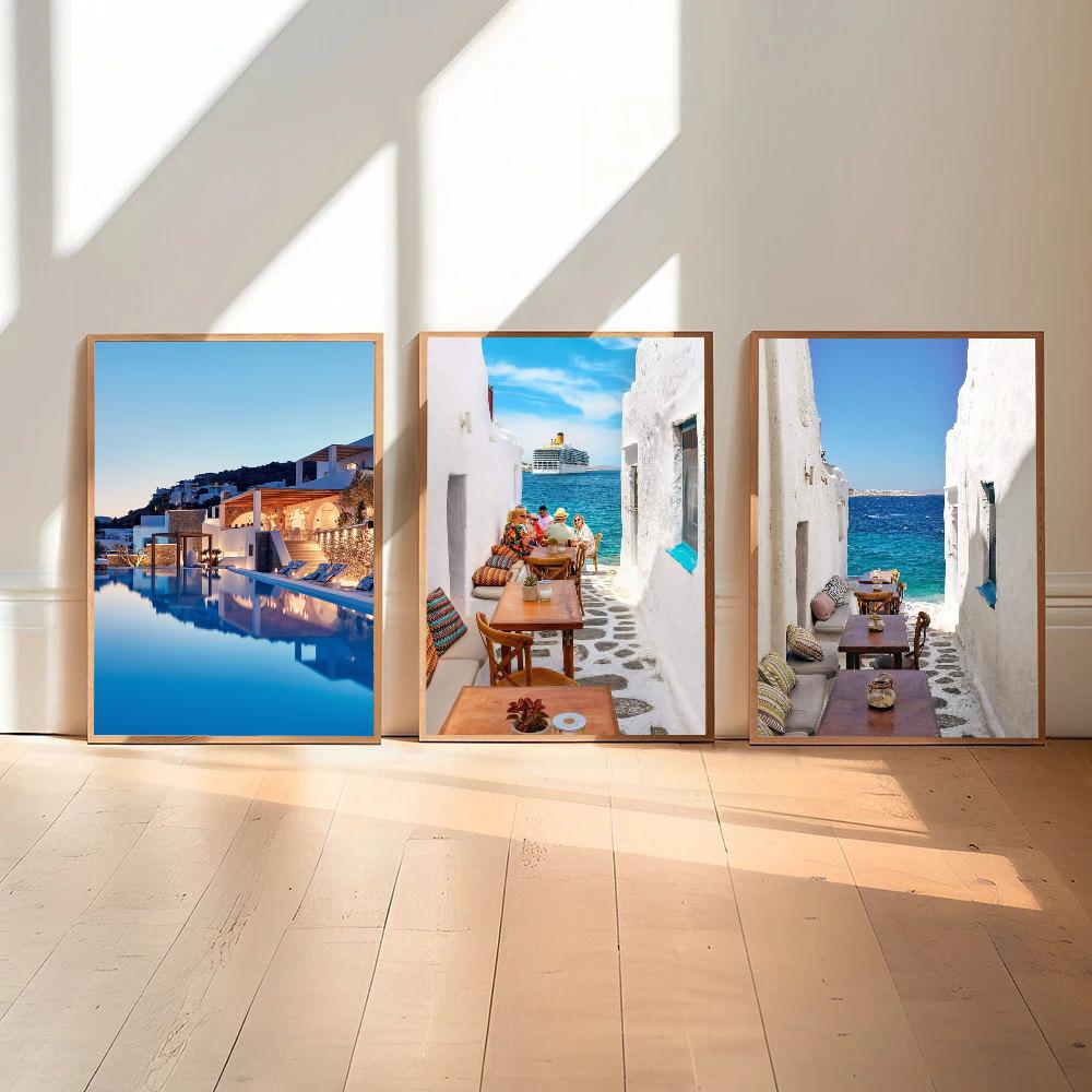 1pc Ibiza M-Mykonos T-Tulum Tuscany Athens Madrid Movie Sticky Self-adhesive Art Poster Waterproof Paper Sticker Wall Decor