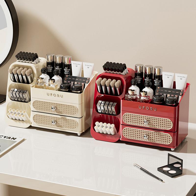 UFORU Makeup Organizer For Vanity, Countertop Organizer With Drawers, Spacious Cosmetic Display Case for Beauty Essential, Skinc
