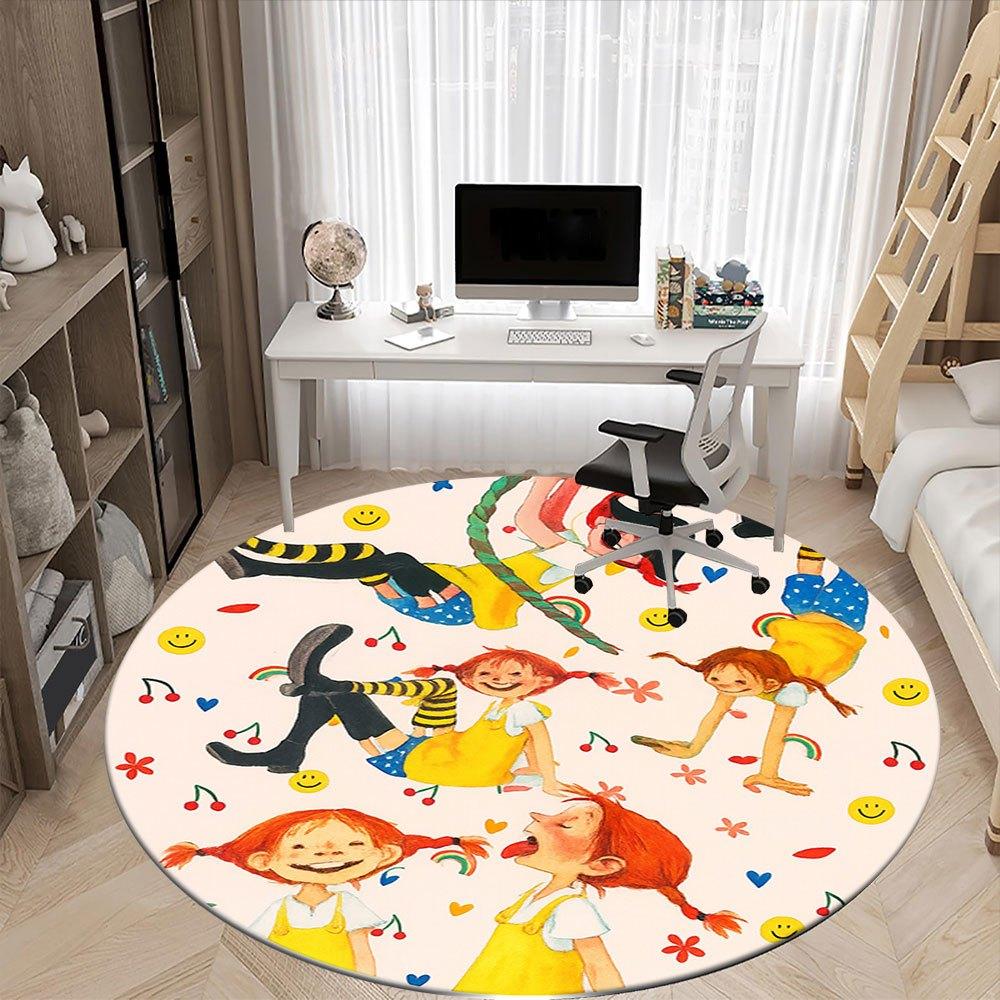 Happy Kids: Colorful Circular Wall Art for Playful SpacesRound Non-Slip chair mat chair carpet for office Rugs for Office Decor Gift For Valentine's D