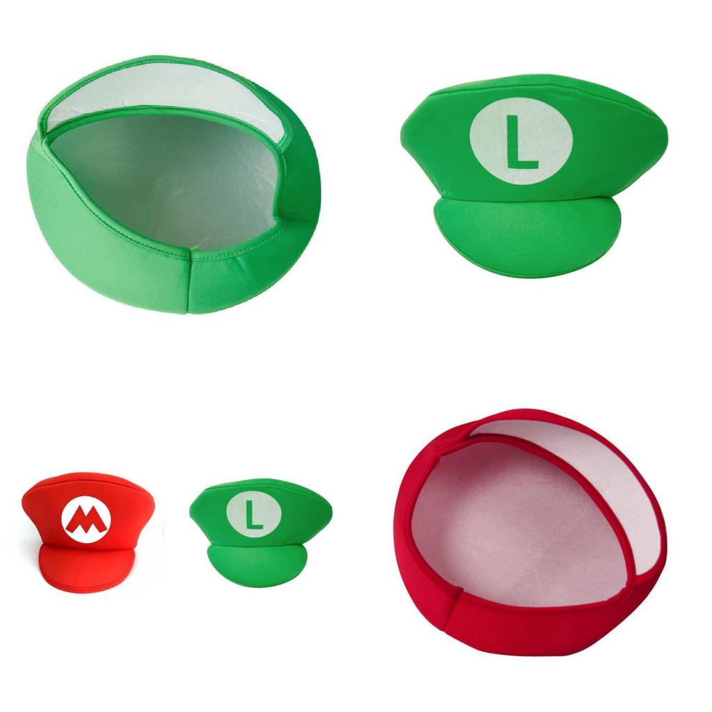 Unisex Super Mario Luigi Bros Cosplay Hat For Adults And Kids Halloween Costume Props