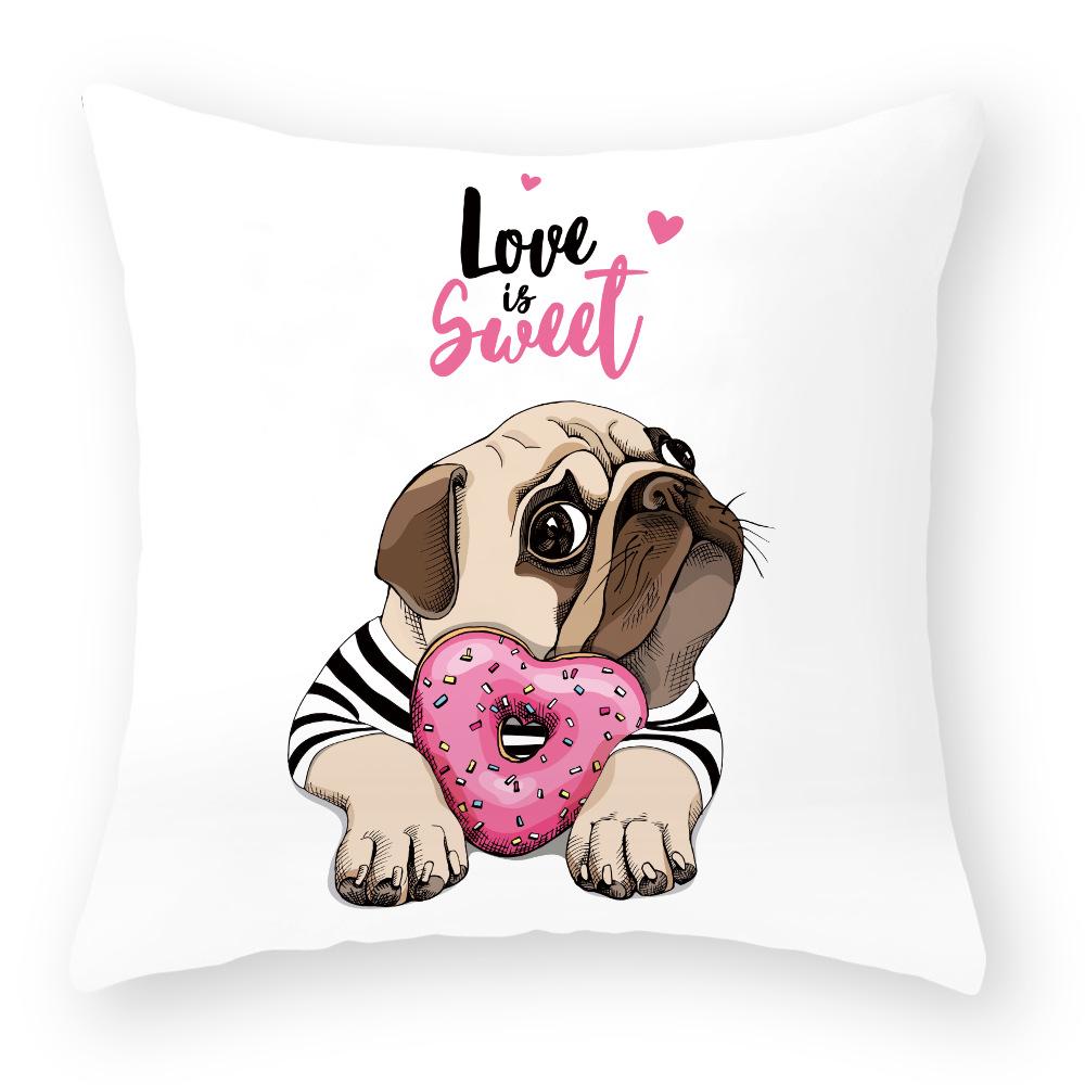 European and American Cartoon Dog Pillow Cover Peach Leather Velvet Print Pillow Cover Cushion Pillow Cover Car Sofa Waist