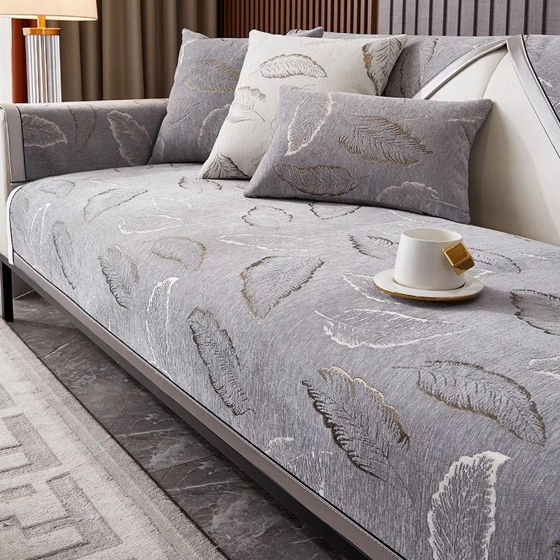 Chenille Sofabezug Schutz Rutschfest Breite Stickerei Seite Couch Überwurf Vier Jahreszeiten Universal Sofabezug für Wohnzimmer