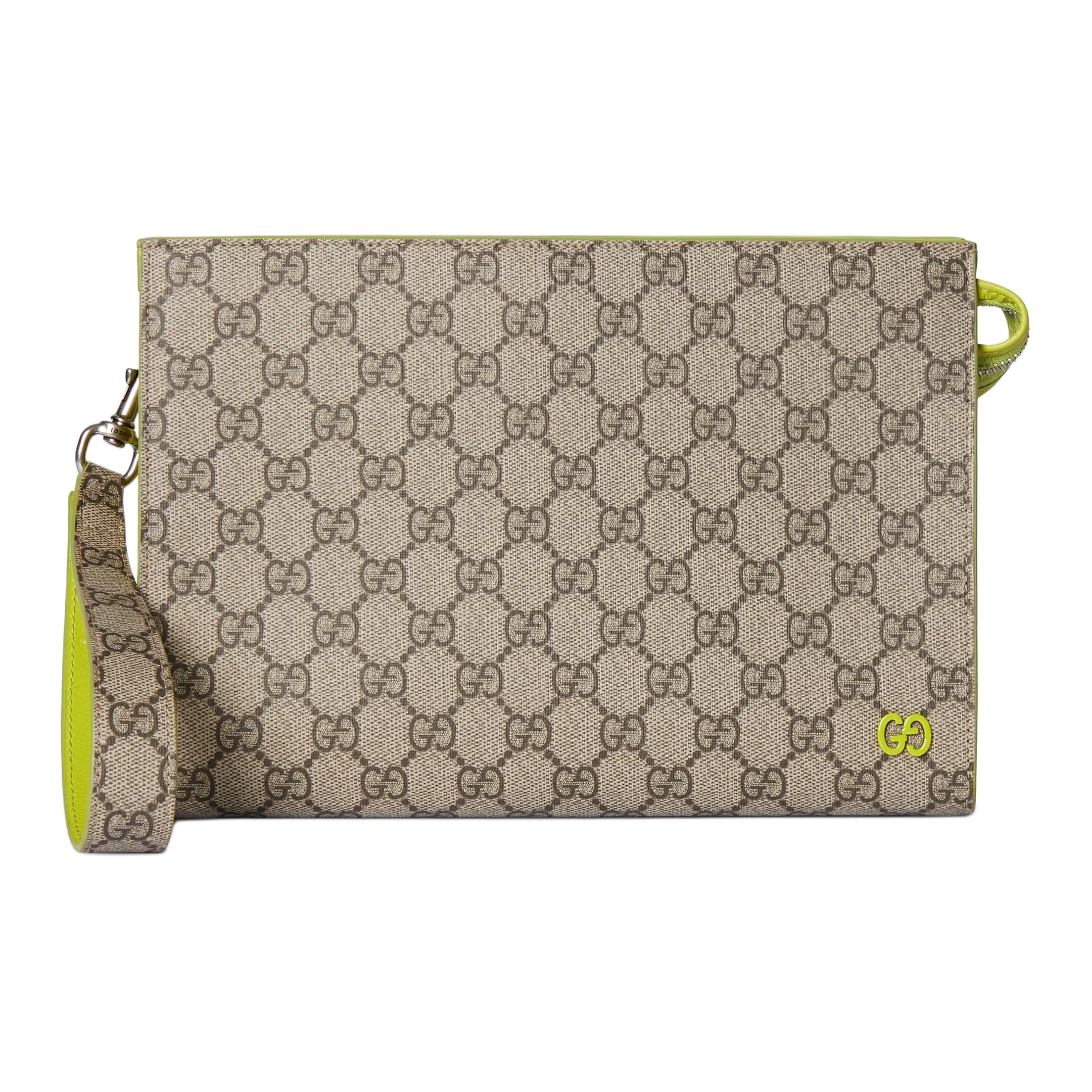 

Gucci GG Supreme Detail Ceramic Effect Clutch Bag Women Clutch Bag Beige Yellow-Green 768255-FACQC-9742 Basic Set (Bag+Dust Bag)