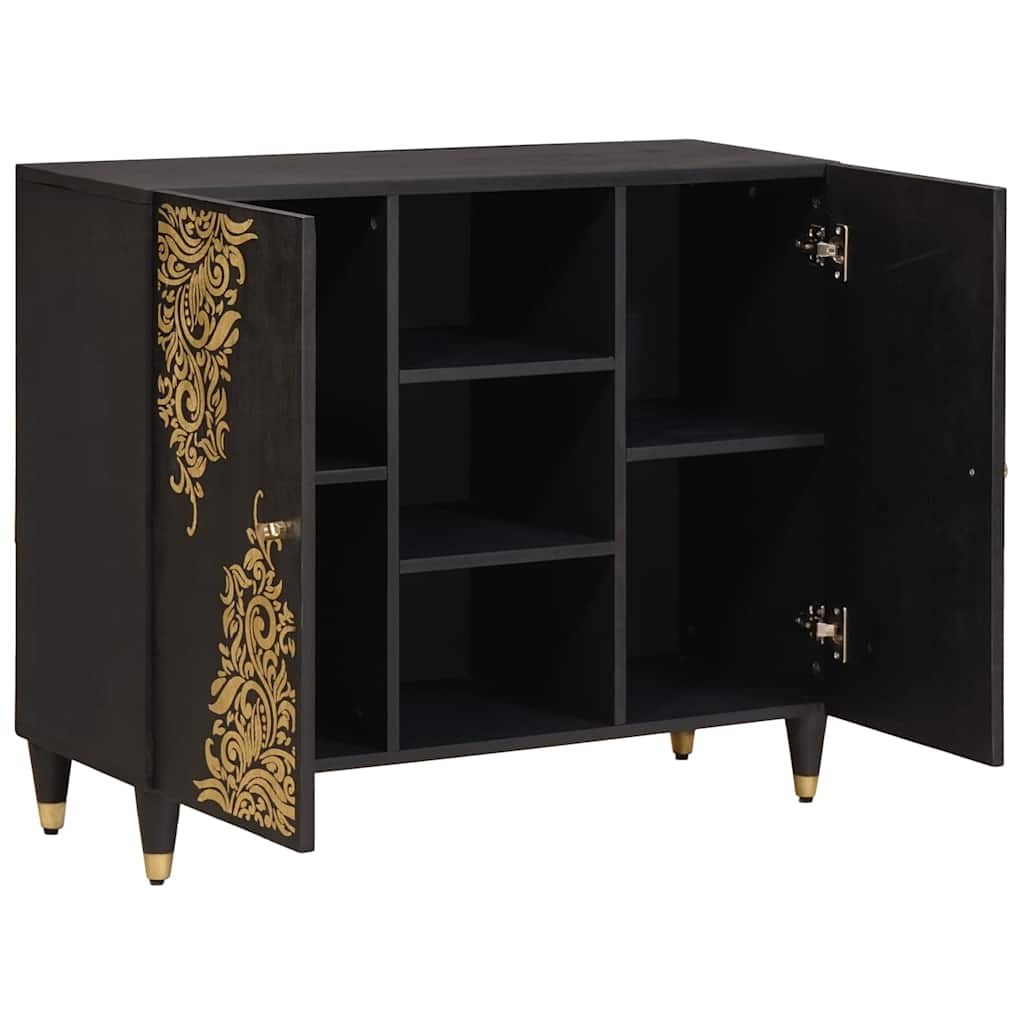 Sideboard Black 90 x 33 x 75 cm Solid Mango Wood
