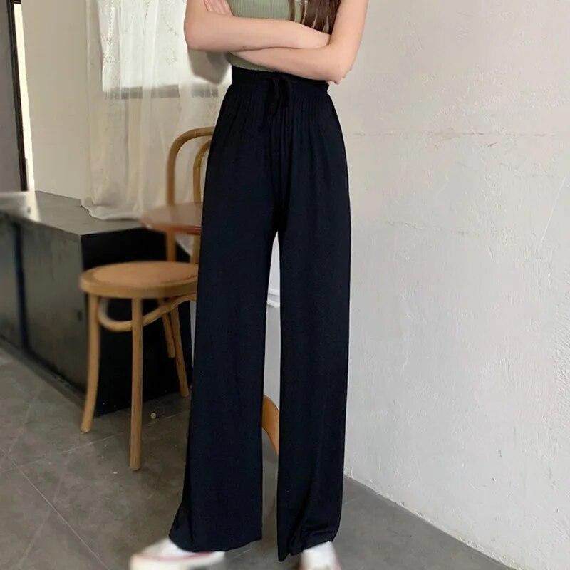 High Waist And Wide Leg Pants Women's Summer Drop Feel Relaxed Straight Tube Casual Pants