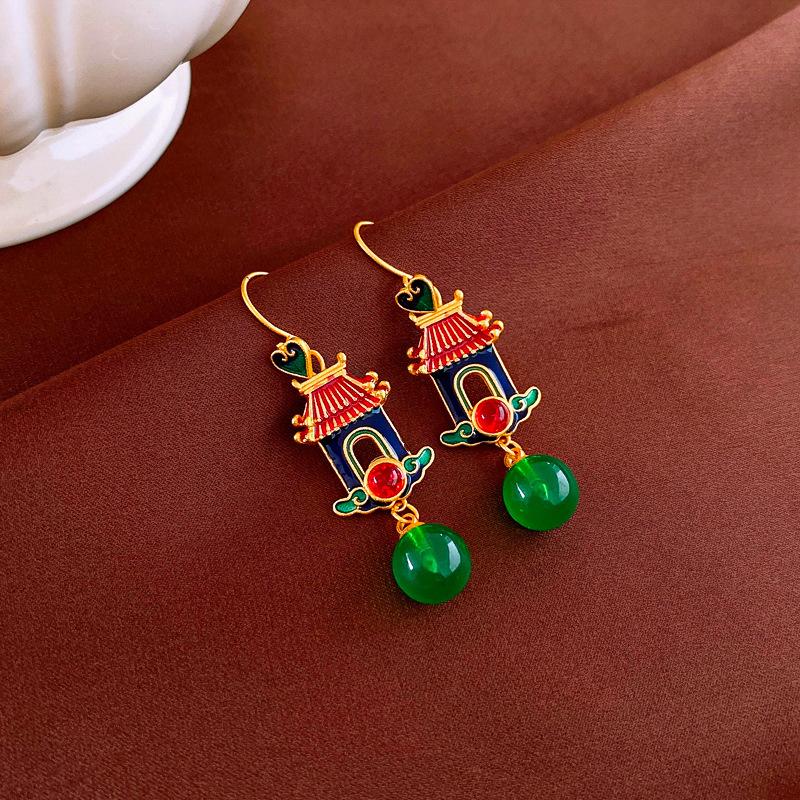 Boucles d'oreilles Guofeng Aiguille d'argent Zircon Franges Rétro Luxe Léger Haut de gamme Boucles d'oreilles Puces Niche Polyvalentes