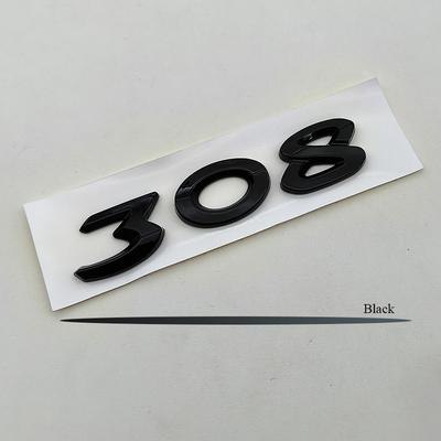 Neues 3D ABS Chrom Schwarz Logo 308 Emblem Buchstaben Aufkleber Auto Heckklappen Emblem für Peugeot 308 SW GT Line GTI T9 T7 P5 Zubehör