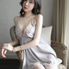 Bingliuguo Sexy Lingerie, Solid Color Slip Dress, Sexy Nightdress, Lace Embroidered Home Pajamas, Nightclub Temptation