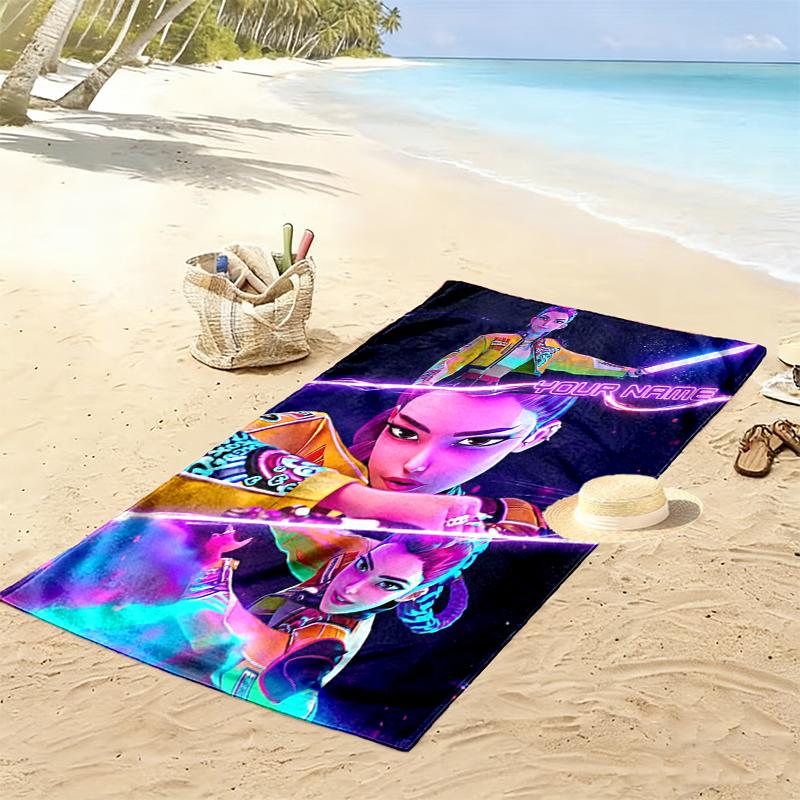 Custom NameCyberpunk Neon Beach Towel Soft Microfiber Summer Towel Quick Dry Absorbent Towel for Beach Swimming Pool Travel