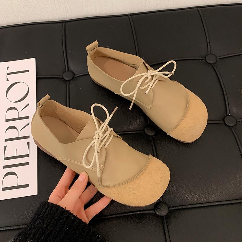 

Женская обувь 2024 года, весна-лето, новые туфли на плоской подошве, классическая повседневная женская обувь в стиле ретро, модная обувь для ходьбы на шнуровке, подходящая по цвету 39 верблюд