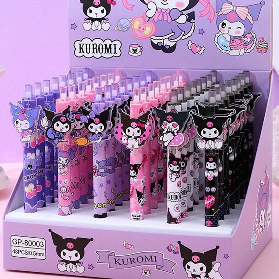48Pcs Sanrio Kuromi 0.5mm Cartoon Elf Patch Press Pen Cute High-looking Girl Neutral Pen Gift Pen Sign Pen Back To School Season