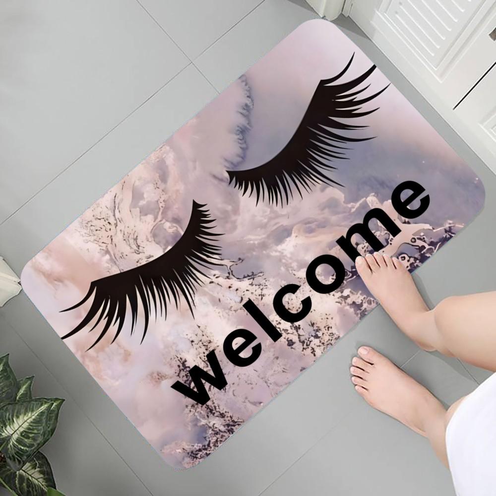 Eyelash Decorative Floor Mat Graphic Printed Flannel Doormats For Bathroom Kitchen Entrance Carpet Home Decor