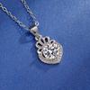 Trending Crown Heart Zircon Necklace, Silver Plated Copper Pendant for Women
