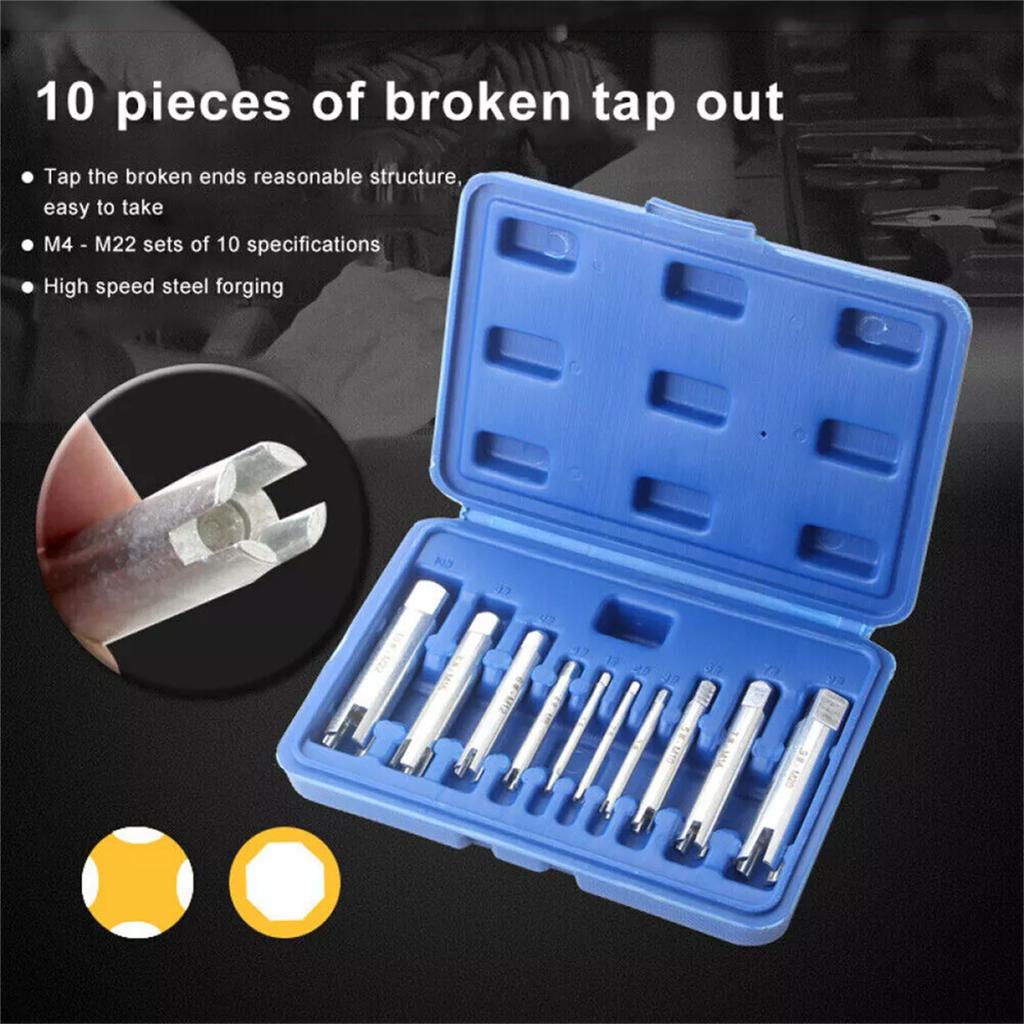10-teiliges Gewindebohrer-Auszieher-Set Entferner für abgebrochene Schraubenköpfe Aufbewahrungsbox Quadratisch