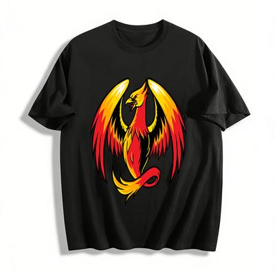 Vintage Flame Phoenix Print Casual T-Shirt Pure Cotton T-shirt