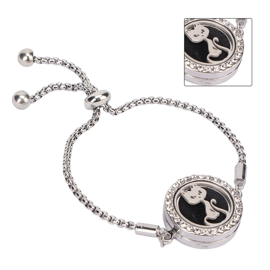 Bracelet Diffuseur d'Huiles Essentielles Acier Inoxydable Médaillon d'Aromathérapie Bracelet Réglable pour Femmes Filles