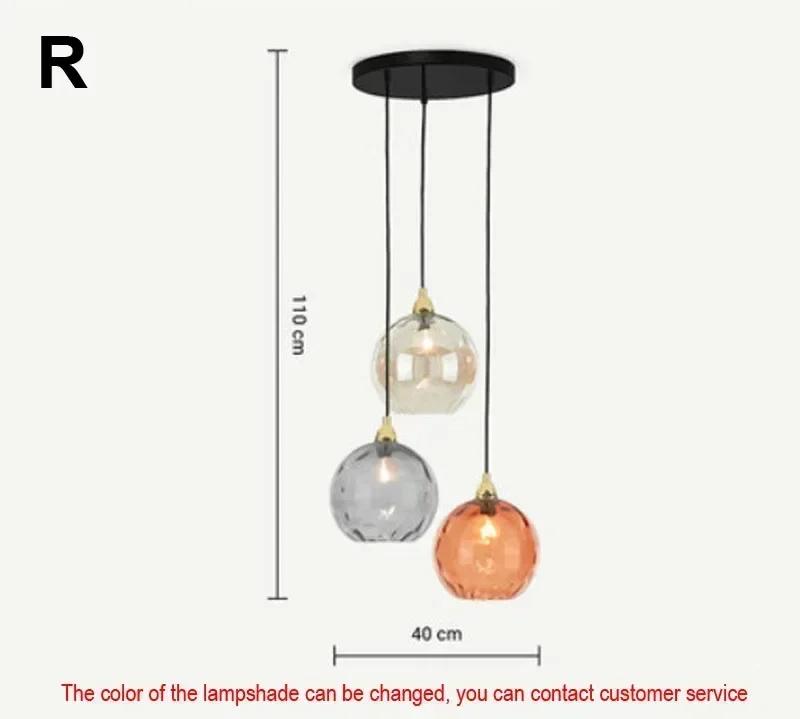 Nordic Luxury Colorful Glass Pendant Light Modern Living Room LED Chandelier Classical Glass Lampshade Home Decoration Gloss