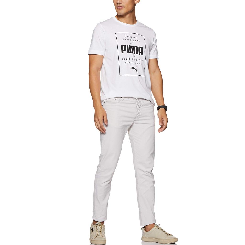 Puma Casual Sports Letter Print Round Neck Breathable Short Sleeve T-Shirt Men Tops White 844612-02