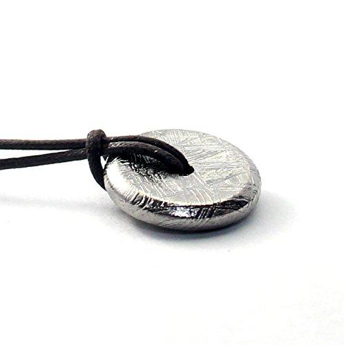 [World Accessories Carmelo] Peaceful Point Gibeon Meteorite Disc Pendant Choker Sterling Silver 925 Women's Men's Amulet Protection