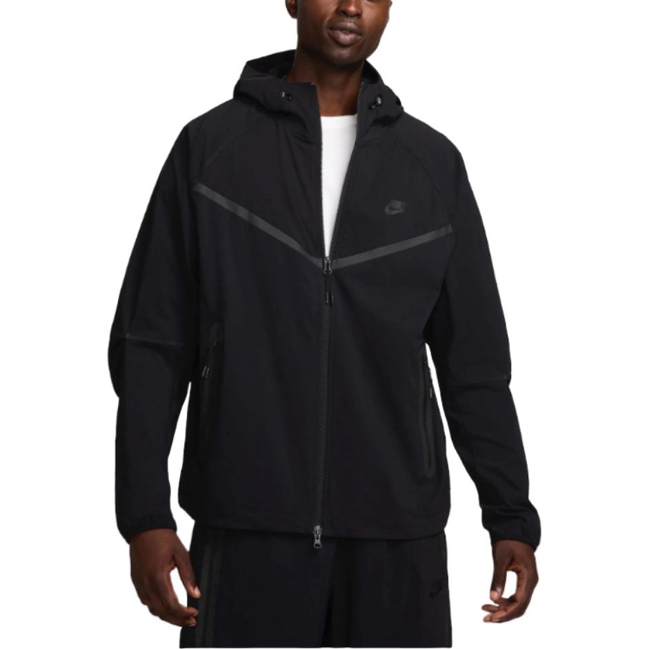 

Nike Woven Tech Solid Color Zipper Fashion Long Sleeve Breathable Hooded Jacket Men jackets Black HM7151-010 XL