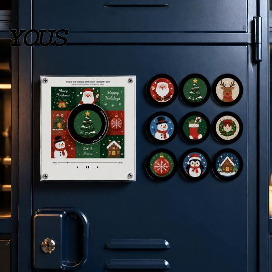 Customizable Audio Message Player Programmable Vinyl Record Fridge Magnet with 9 NFC Music Records, Retro Aesthetic Magnetic Personalized Sound