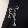 Bohemian Rhinestone Flower Tassel Brooch for Women - Exotic Style Suit Coat Pin