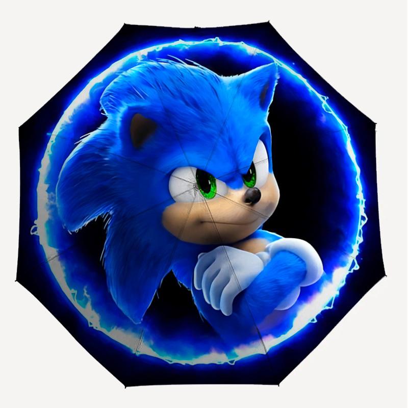 1PC Sonic The Hedgehog Umbrella-8-Rib Reinforced, Automatic Open, Lightweight & Durable, Cute Fashion Accessory for Outdoor-W9286