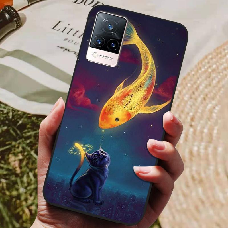 Dla Etui Coque vivo V21e Silikonowe Etui na Telefon z Tylną Pokrywą Dla vivo V21e Etui Miękki Bumper Funda na vivo V2061 V21 e V 21e 6.44" Torba