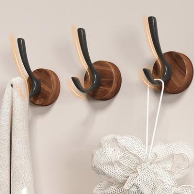 Adhesive Wall Hook No Drill Rustproof Hook with Retro Wood Grain Pattern Hanger for Bathroom Kitchen