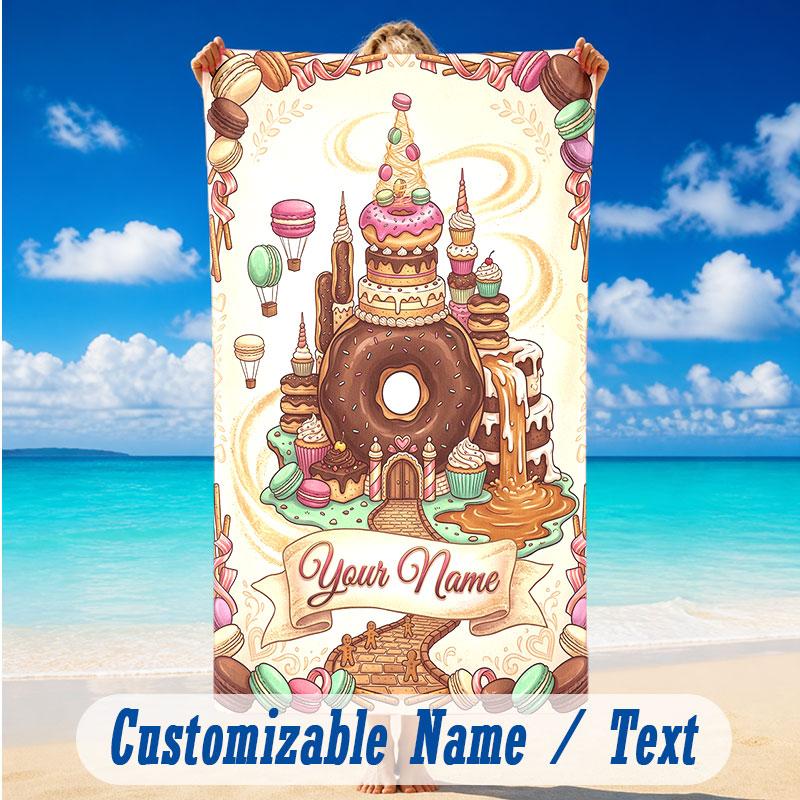 Fantasy Magic Theme Beach Towel Personalized Custom Name & Text Soft Quick Dry Beach Towel for Swimming Travel