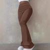 Women's Mid Rise Flare Pants Slim Fit Solid Color Polyester Spandex Casual Sports Long Trousers