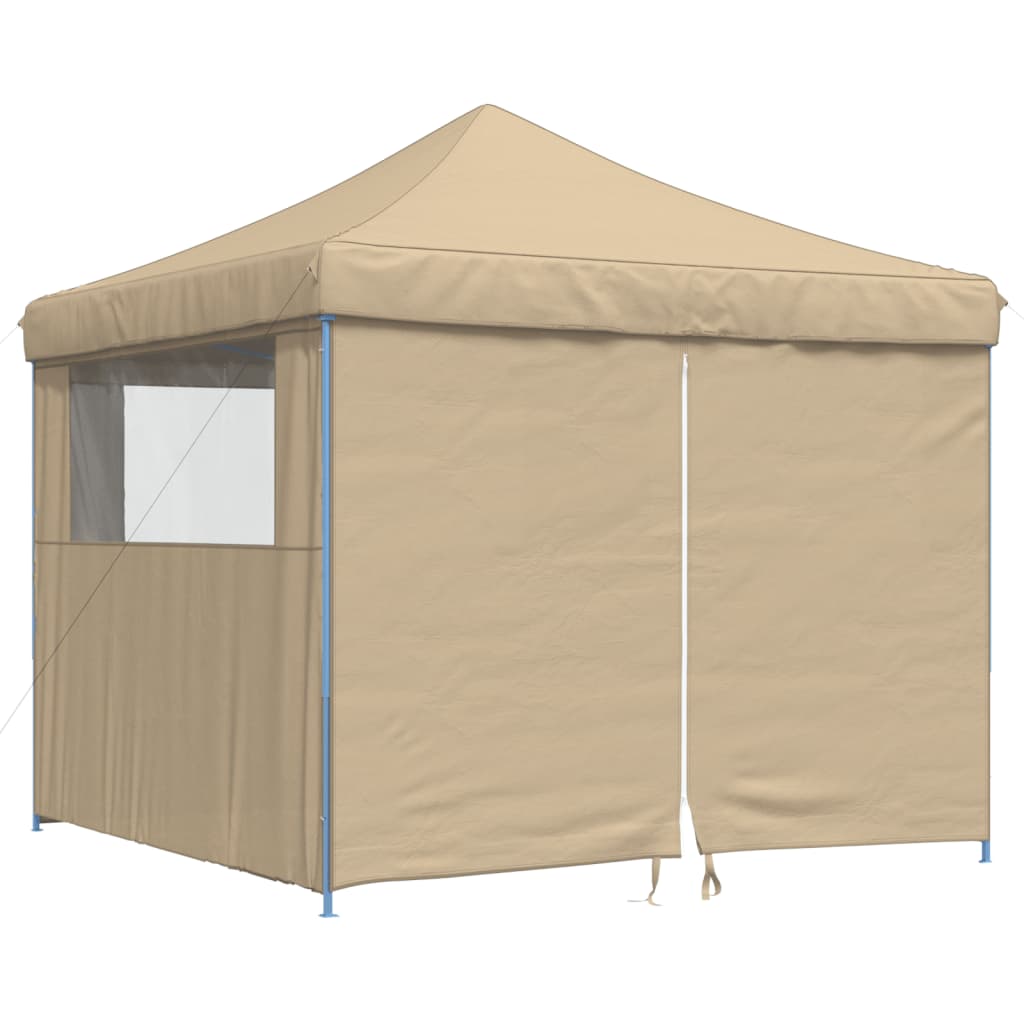 Pop-Up Partyzelt faltbar mit 4 Seitenwänden Beige