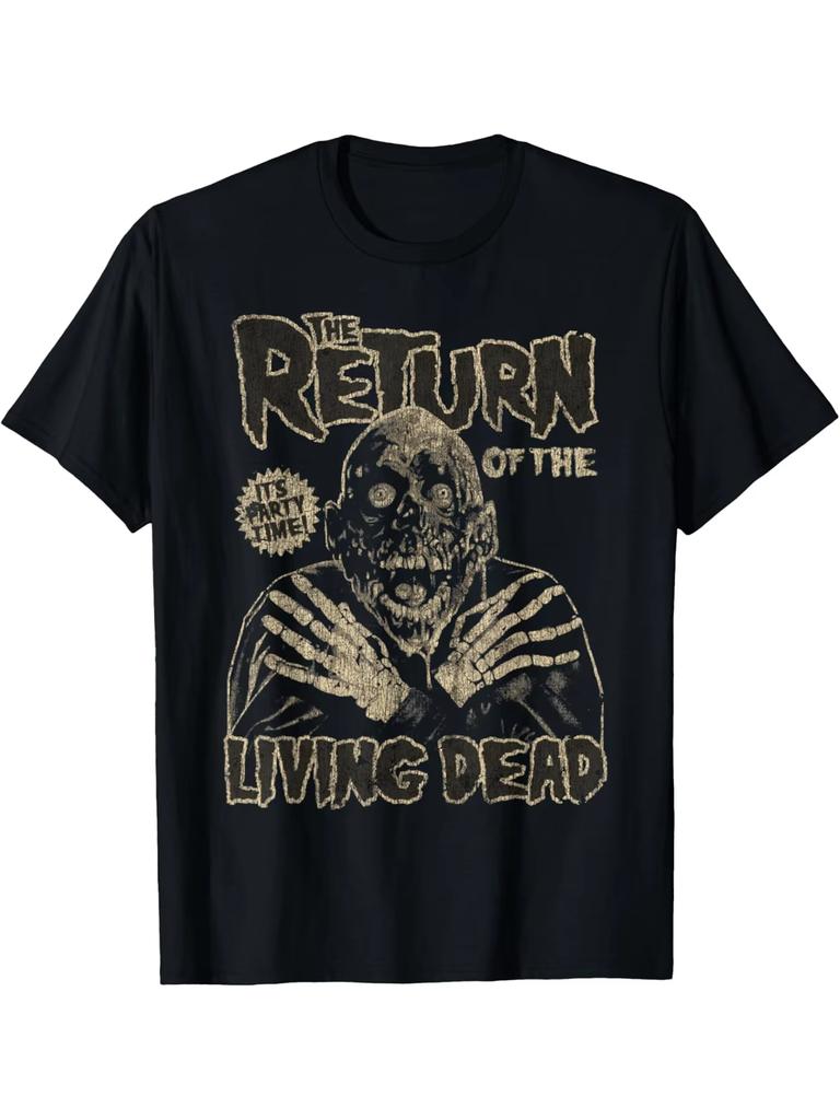 Retro Dawn of The Dead Horror Movie Unisexs Tshirt Featuring Zombie Pattern and Damaged Print Halloween and Christmas Gift