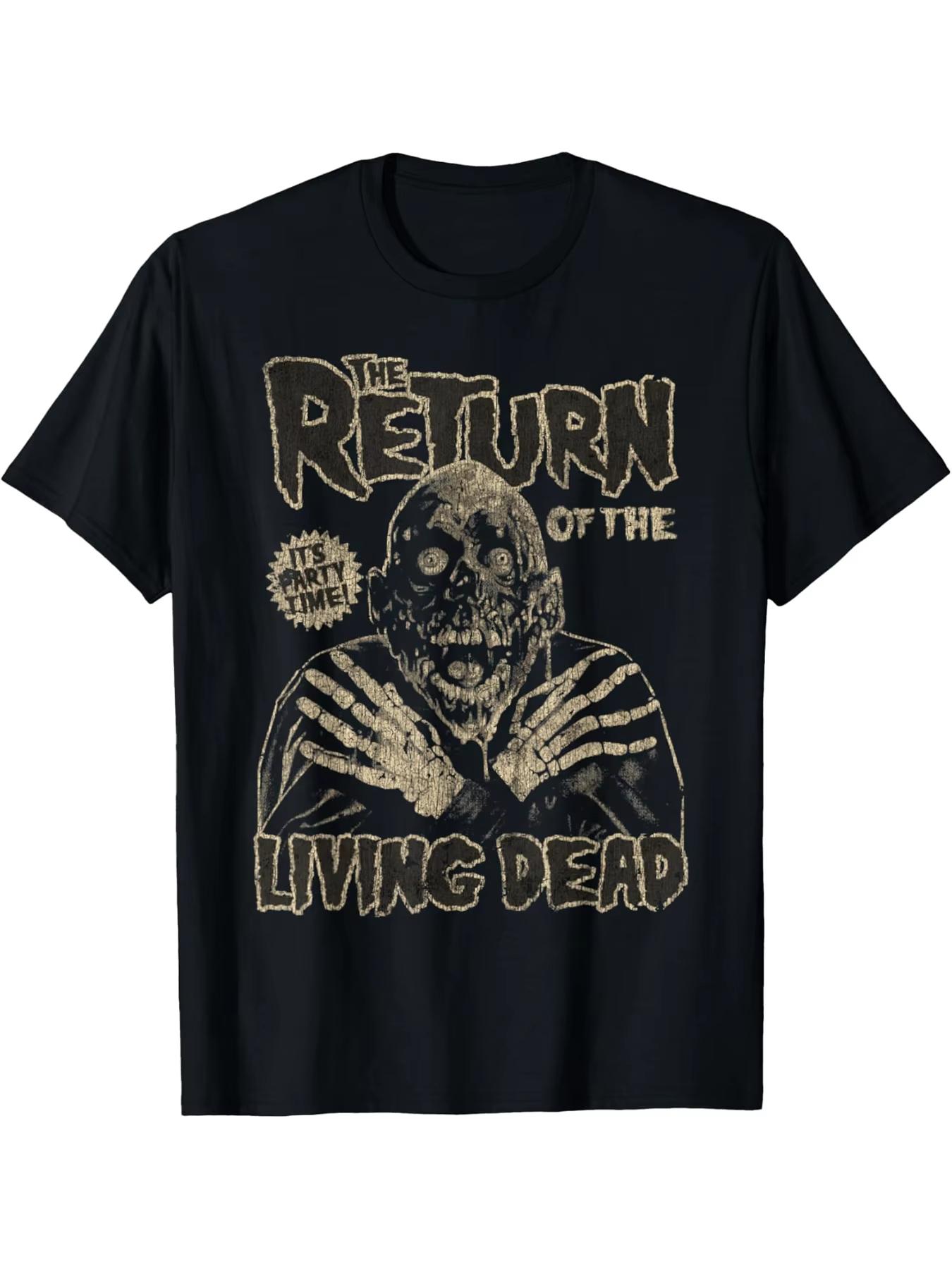 Retro Dawn of The Dead Horror Movie Unisexs Tshirt Featuring Zombie Pattern and Damaged Print  Halloween and Christmas Gift XL