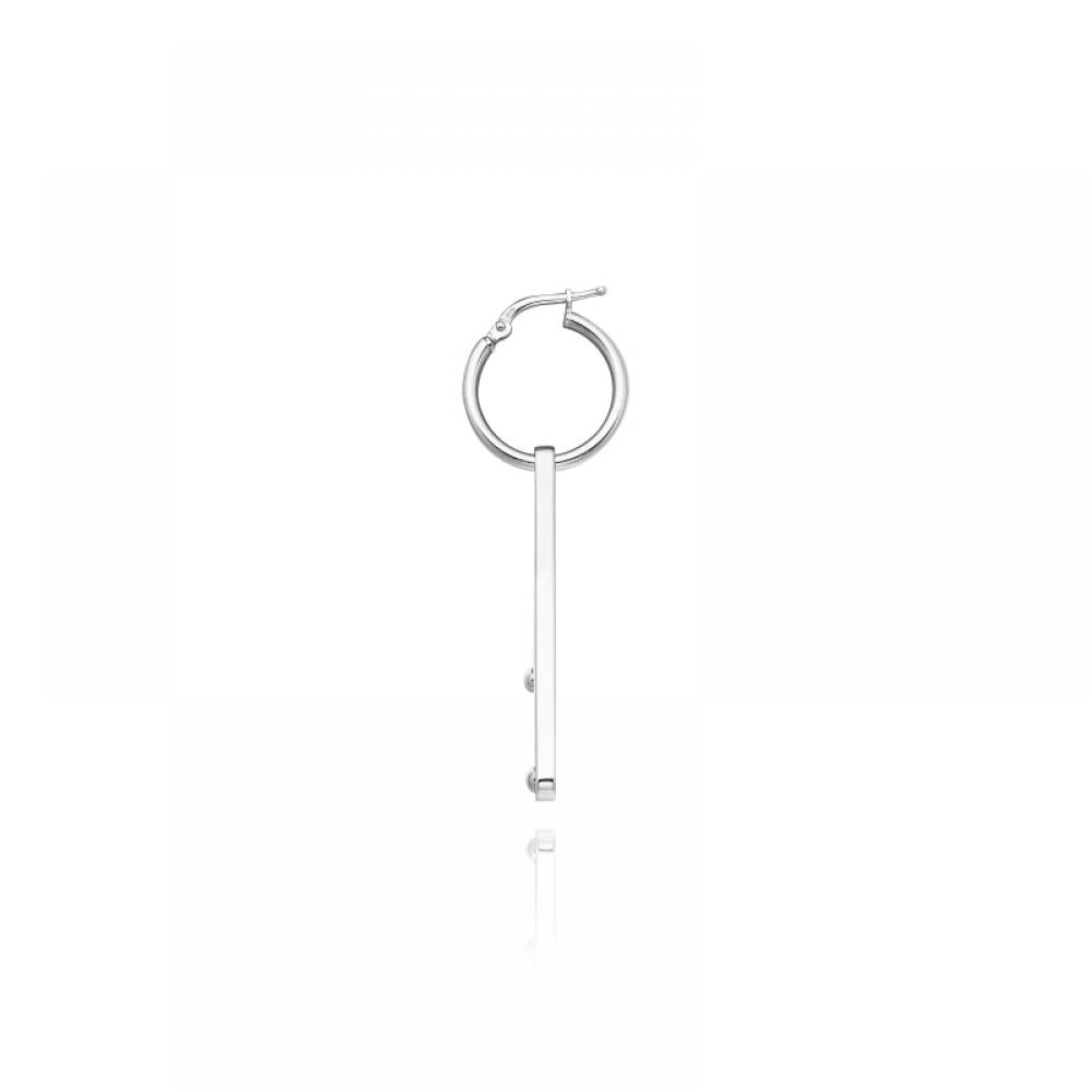 Prada Einzelner silberner Ohrring Smalto Dreieck Logo 1jo719 2dsp F0009