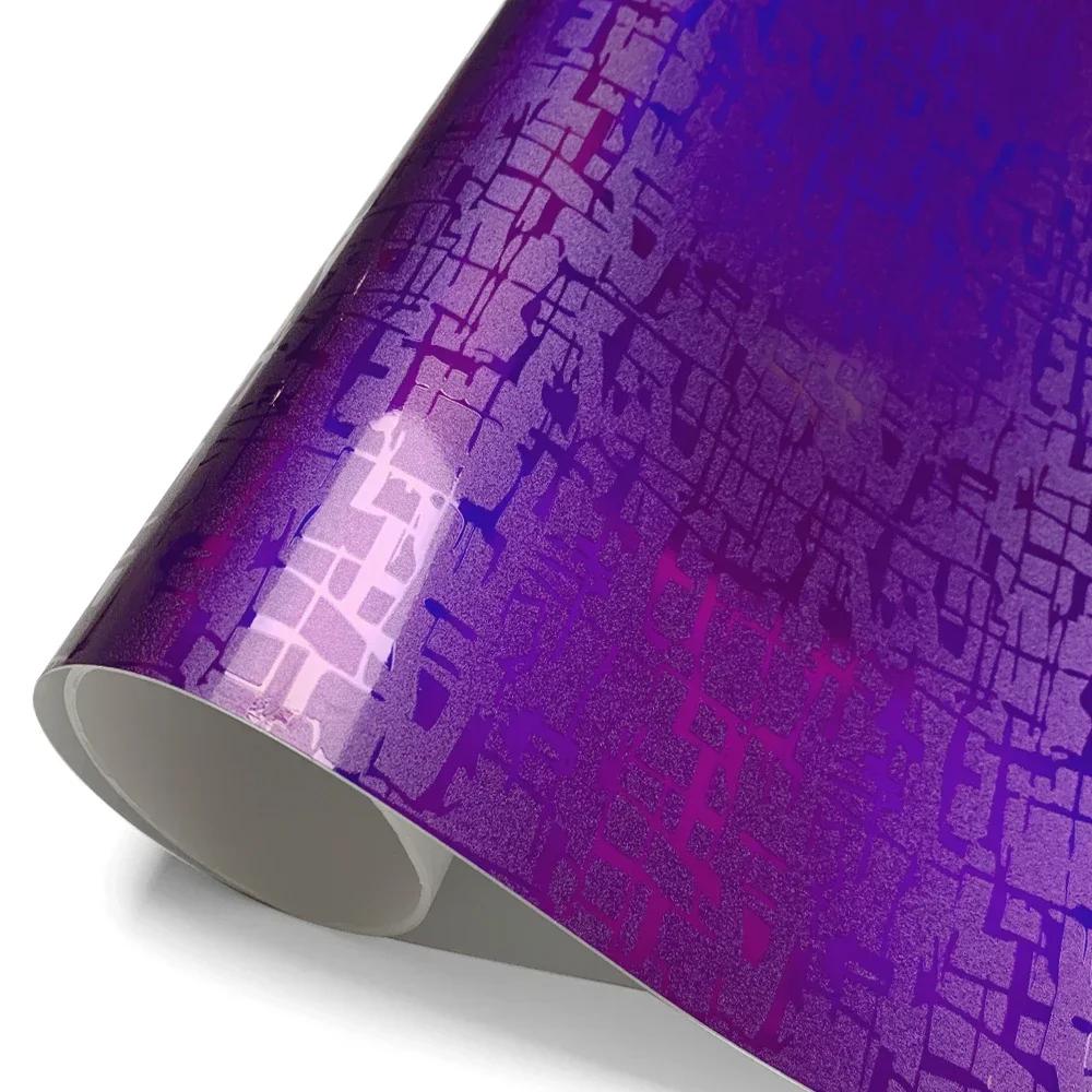 PET Purple Decorative Stickers Waterproof Self-adhesive Shine Matte Carbon Fiber Vinyl Film Home Furniture Car Creative Decals