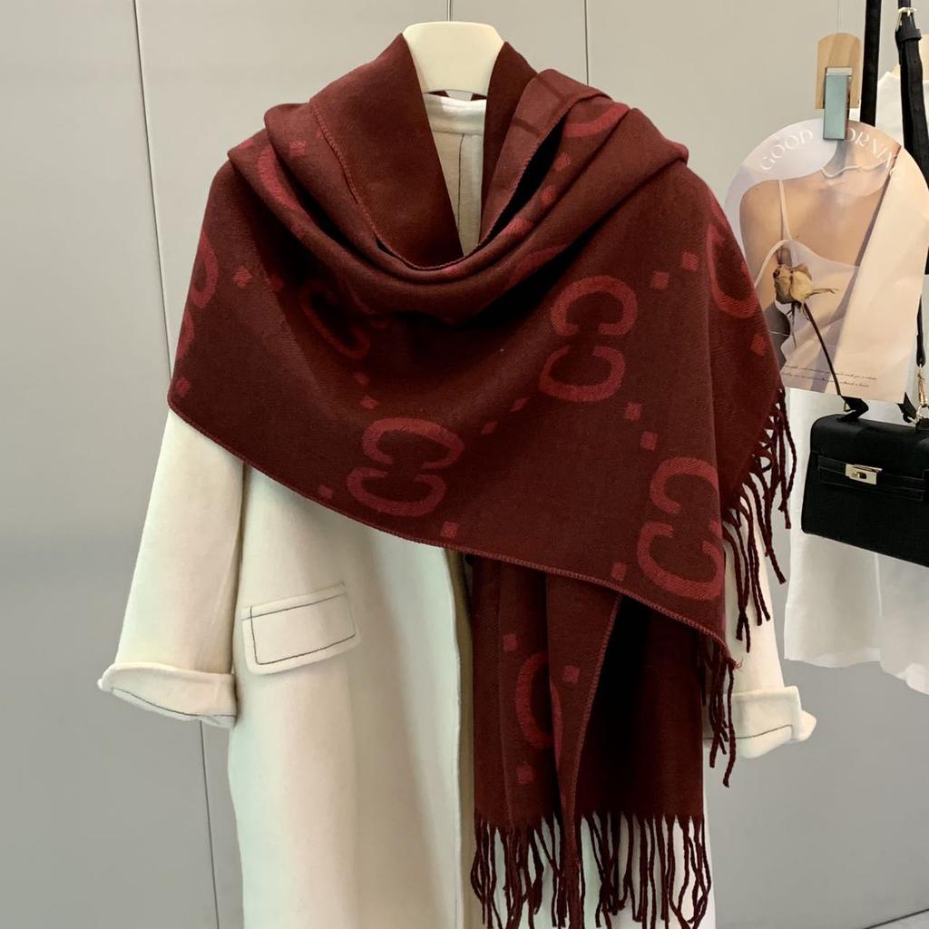 New Festive Red New Year and Holiday Gift Giving Notes Angora Red Core Yarn Versatile Shawl