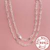 45-60cm Wholesale 925 Sterling Silver 3mm Wide Paper Clip Necklace for Boys Girls Women Fine Jewelry Wedding Party