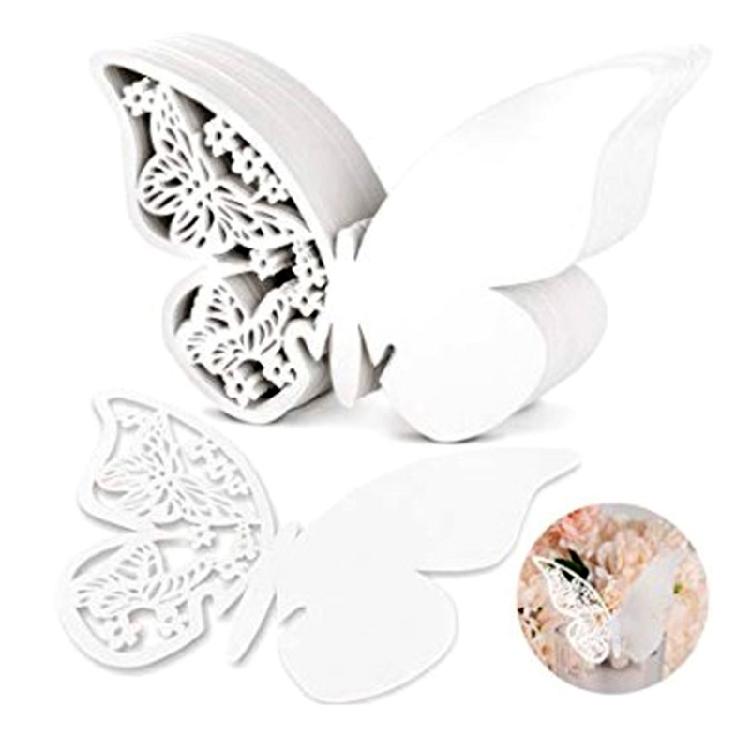 Place Card Butterfly 100pcs Name Wine Glass Cup Glass High Feet Cup Decoration