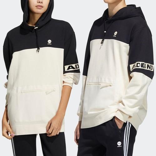 adidas casual sports pullover hoodie with color blocks, unisex,