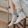 Plaid Ruffle Socks Women Japanese Fashion Black White Gray Short Socks Cotton Breathable Sweet Girl Lolita Kawaii Low Tube Socks