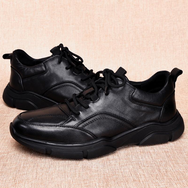 Autumn New Men Cow Leather Casual Shoes Fashion Leisure Sport Shoes Comfortable Lace-up Sneakers
