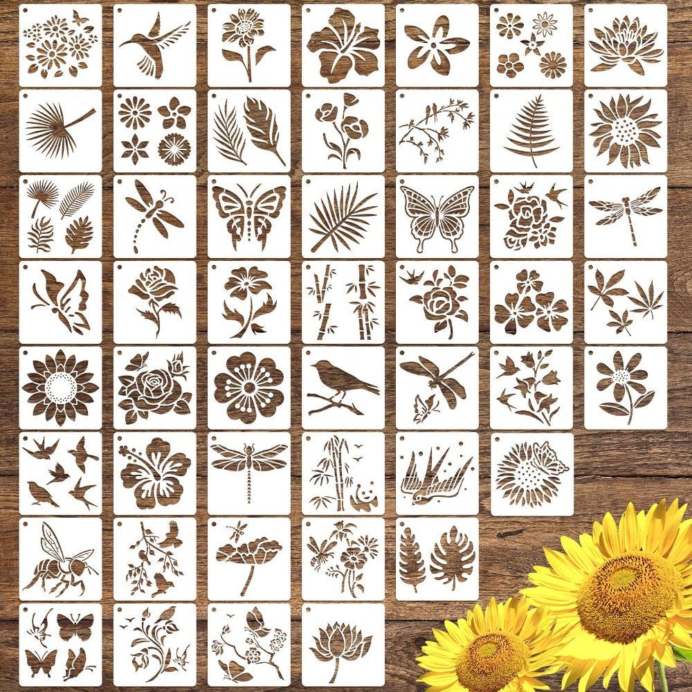 50 pezzi/set Set di Stencil Riutilizzabili Fai da Te per Pittura Modelli Vuoti per Pittura Stencil per Artigianato Creazione di Biglietti