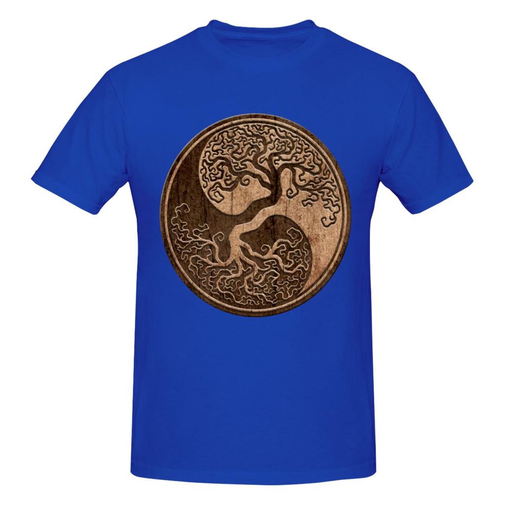 Unisex Tree Of Life Yin Yang Spiritual Natural Balance T Shirt Streetwear Oversized Cotton Crewneck Custom Sleeve Unisex Tshirt