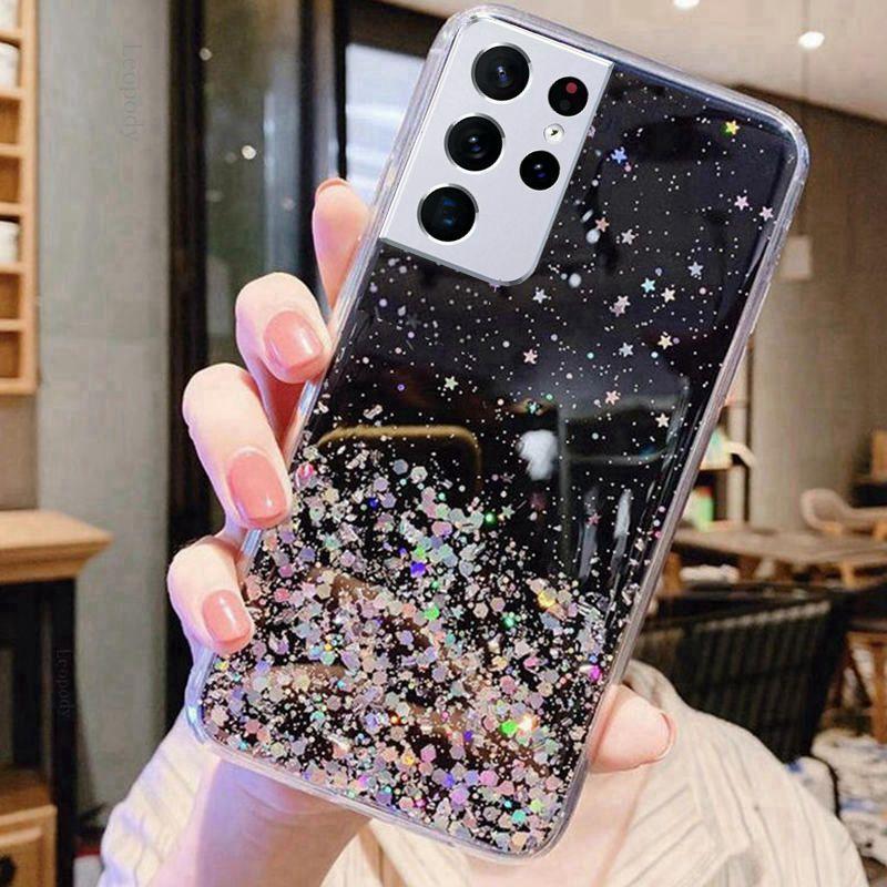 

Роскошный блестящий чехол для телефона SAMSUNG Galaxy S8 S9 S10 S10E S20 S21 S22 FE PLUS Ultra, задняя крышка для SAMSUNG S 20 21 22 10 for SM S10 Lite 2020 чёрный