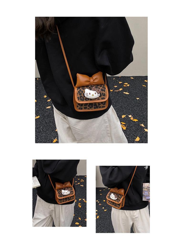 Korean Style Leopard Print Mini Shoulder Bag with Bow - Cute Crossbody for Girls 2025