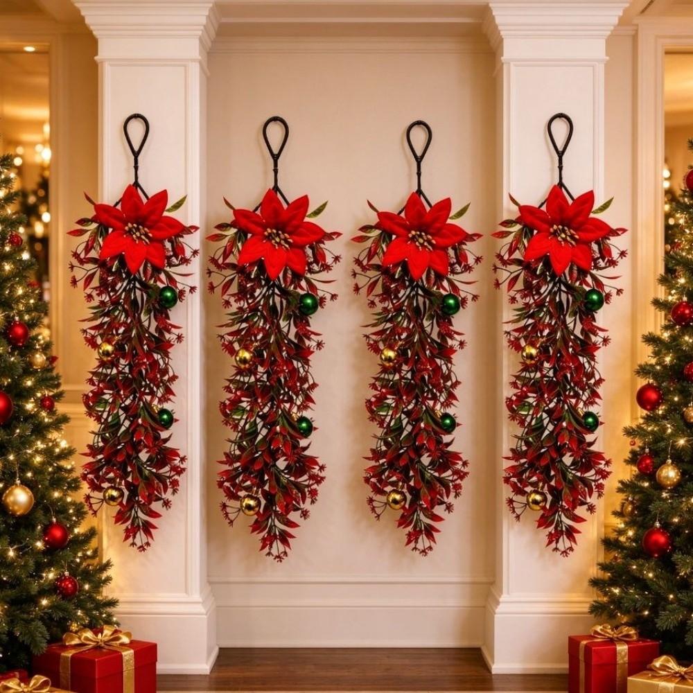 Plastic Christmas Vine Christmas Ball Poinsettia Christmas Swag Vine Wall Hanging