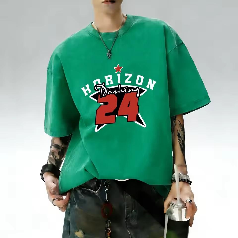 European and American men's summer dark warrior letter print comfortable and breathable round neck T-shirt outdoor street top