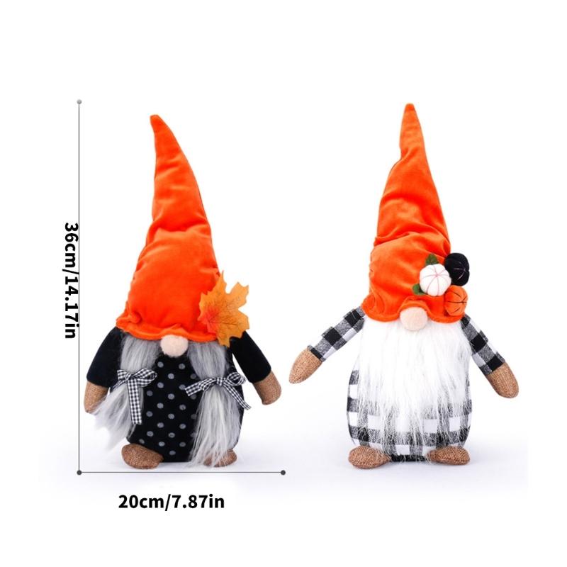 Plush Gnomes Figurine Doll Autumn Holiday Decors For Mantles Shelf Display Thanksgiving Harvest Halloween Gift